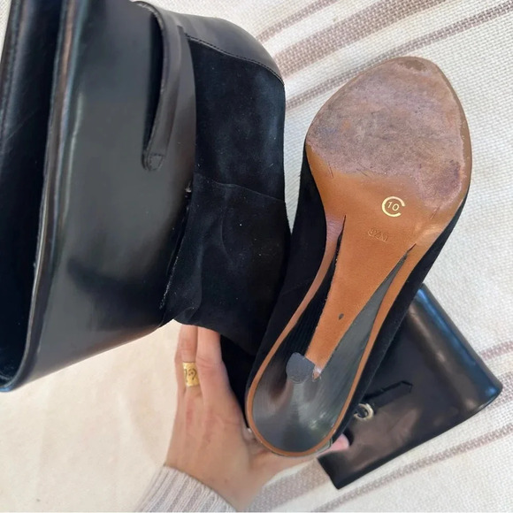 10 Crosby Derek Lam Heeled Black Suede Ankle Boots - Picture 4 of 11